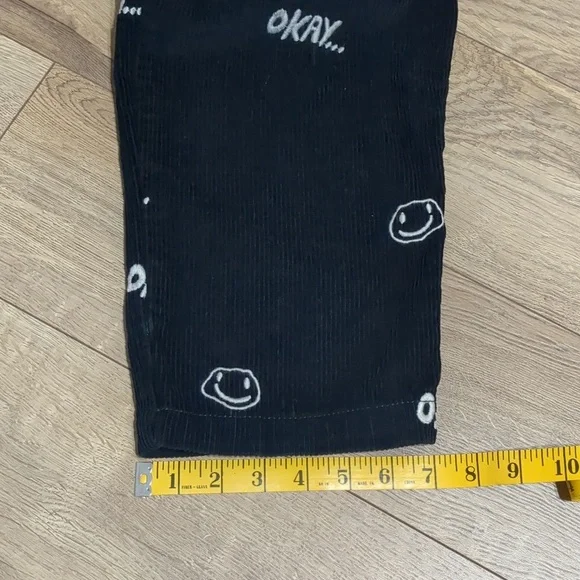 UO Smiley Faces Embroidered Corduroy Black Pants Unisex Size Small NWOT - Picture 10 of 12